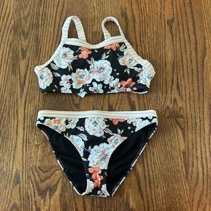 Roxy Girls' Island Trip Crop Top Swimsuit Set Size 14